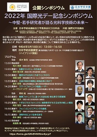 公開シンポジウム「2022年国際光デー記念シンポジウム~中堅・若手研究者が語る光科学技術の未来~」