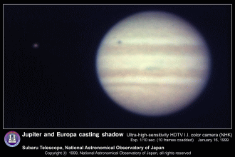 写真：木星とエウロパの影